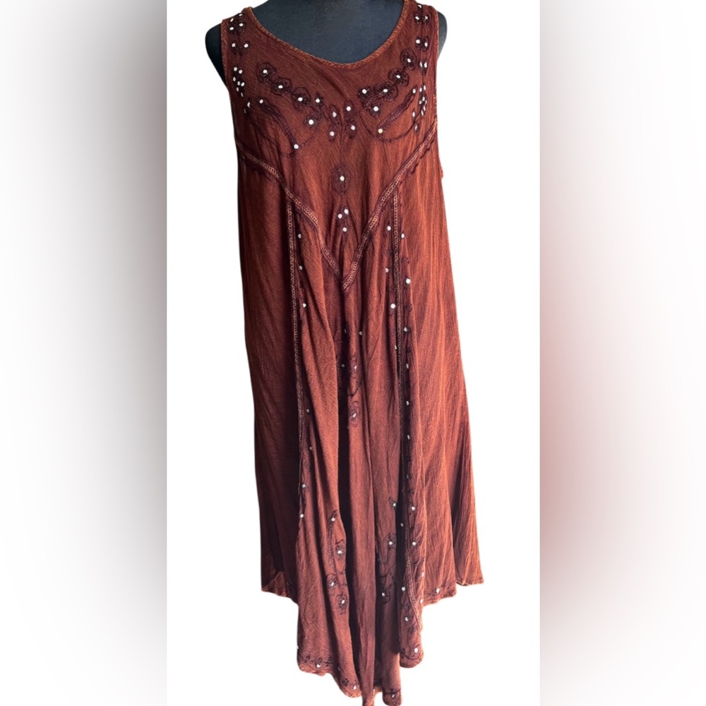 Jovie Maxi Dress Womens One Size Plus Embroidered Whimsigoth Hippie Dress EUC